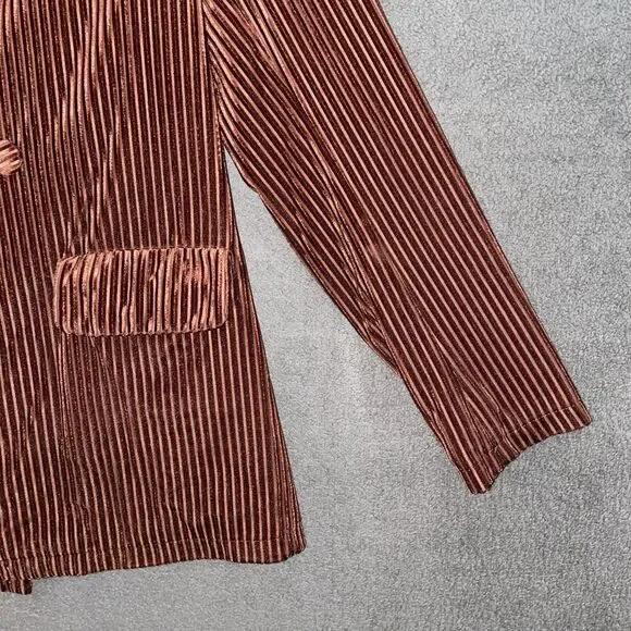 Nasty Gal Women US 8 Blazer Rust Plissé Ribbed Velvet Shawl Lapel Party Funky - Picture 4 of 14